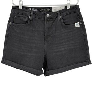 Arizona Jean Women's High Rise Black Moon Midi Shorts Size 14 Inseam 4.5‎ in NWT